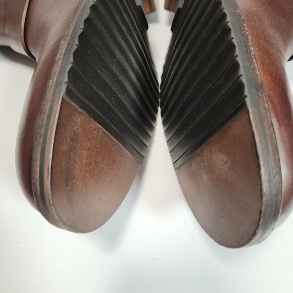 FRYE Sam Harness Mens Boots 8M Dark Brown Leather Mid-Calf Back Zipper - Picture 14 of 16